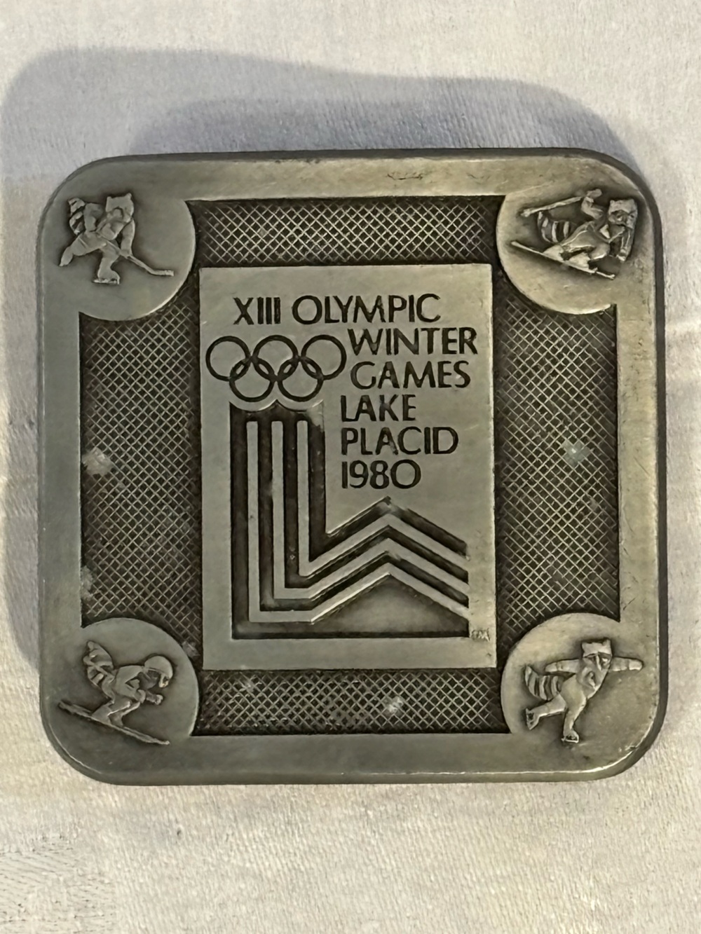 Vintage 1980 Lake Placid Winter Olympics Belt Buckle NIP True Distance Inc